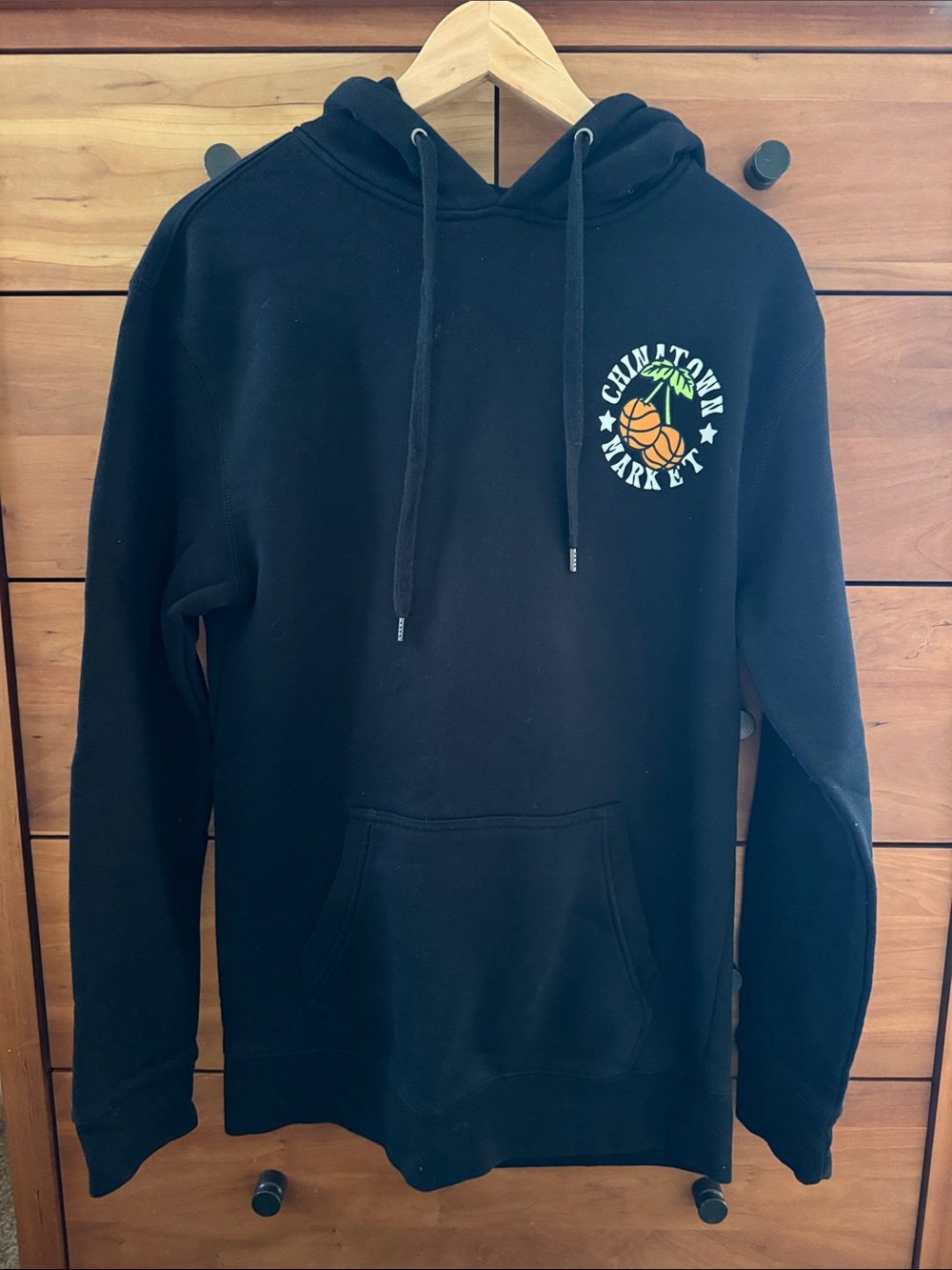 Chinatown Market Black Hoodie with Palm/Basketball Graphic